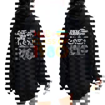 Vintage Class Of 1980 Classic Retro Birthday Mom Dad Women Oversized Hoodie Back Print - Monsterry