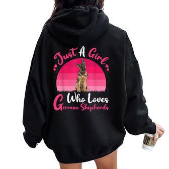 Vintage Dog Lover Just A Girl Who Loves German Shepherds Women Oversized Hoodie Back Print - Thegiftio UK