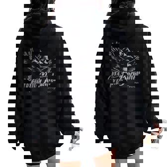 Vintage Mount Bachelor Oregon Mountains Hiking Outdoors Women Oversized Hoodie Back Print - Monsterry