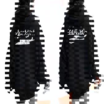 Vintage New York Distressed Ny Apparel Women Oversized Hoodie Back Print | Seseable UK