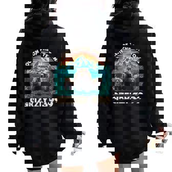 Vintage Queen Of The Tetons Grizzly 399 National Park Bears Women Oversized Hoodie Back Print - Thegiftio
