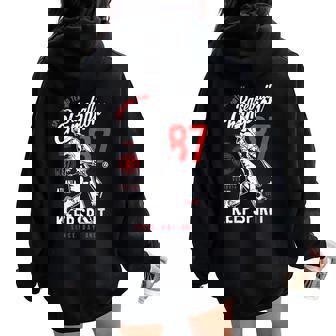 Vintage Retro College Baseball Custom Fan Women Oversized Hoodie Back Print - Monsterry