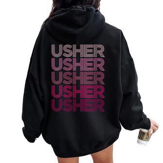Vintage Retro Usher Name Women Oversized Hoodie Back Print - Thegiftio UK