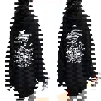 Vintage Skeleton Tequila Mexico Dia De Los Muertos Women Oversized Hoodie Back Print - Seseable