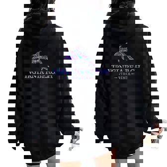 Virginia Beach Virginia Colorful Dolphin Girls Boys Women Oversized Hoodie Back Print - Thegiftio UK