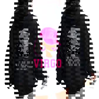 Virgo Queen Sassy Black Woman Afro Girl Zodiac Sign Women Oversized Hoodie Back Print - Thegiftio UK