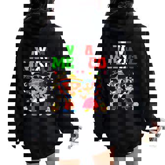 Viva Mexico Boy Girl Maracas Guitar Mexican Independence Day Women Oversized Hoodie Back Print | Seseable UK