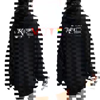 Vote Fist Ovaries Lgbtq Activism Equality Women Oversized Hoodie Back Print - Thegiftio UK