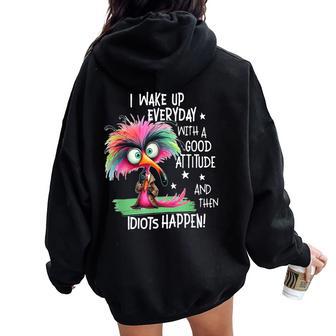 I Wake Up Everyday With A Good Attitude Sarcastic Women Oversized Hoodie Back Print - Thegiftio UK