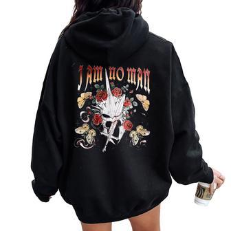 Warrior Butterfly Roses I Am No Man Women Oversized Hoodie Back Print - Thegiftio UK