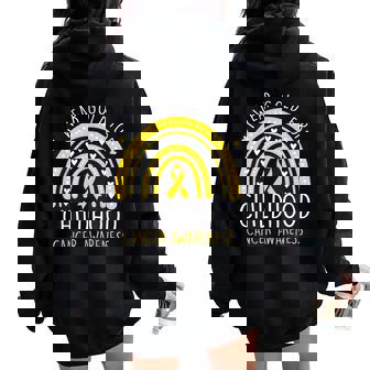 I Wear Gold For Childhood Cancer Awareness Girls Women Oversized Hoodie Back Print - Thegiftio UK