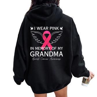 I Wear Pink In Memory Of My Grandma Angel In Heaven Memory Women Oversized Hoodie Back Print - Thegiftio UK