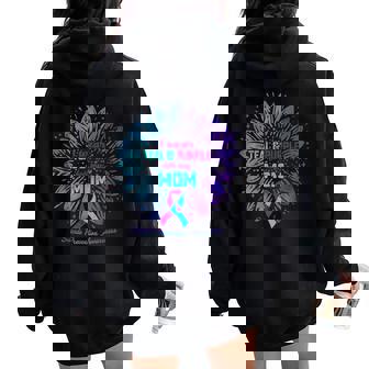 I Wear Teal & Purple For My Mom Suicide Prevention Awareness Women Oversized Hoodie Back Print - Monsterry