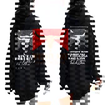 Whiskey Bent And Hellbound Graphic Western Cactus Deserts Women Oversized Hoodie Back Print - Thegiftio