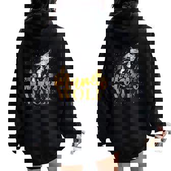 Wild Animal Lover Idea Mom Wolf Women Oversized Hoodie Back Print - Monsterry