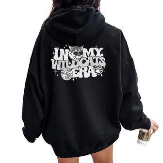 In My Wildcat Era Back To School Mascot Spirit Game Groovy Women Oversized Hoodie Back Print - Thegiftio UK