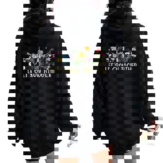 Wildflower Best Teacher Outfits Let's Grow Together Women Oversized Hoodie Back Print - Thegiftio UK