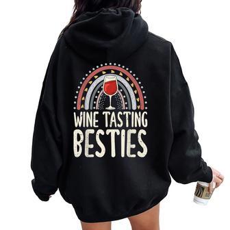 Wine Tasting Besties Bff Best Friends Bestie Women Oversized Hoodie Back Print - Thegiftio UK