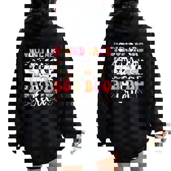 Wound Care Nurse Boo Boo Crew Ghost Halloween Wound Care Women Oversized Hoodie Back Print - Thegiftio