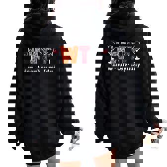WTF Wine Turkey Family Thanksgiving Men Women Women Oversized Hoodie Back Print - Monsterry