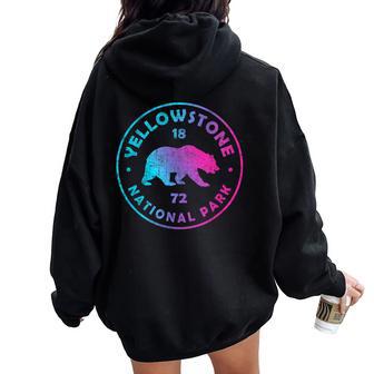Yellowstone National Park Colorful Tie Dye Bear Boys Girls Women Oversized Hoodie Back Print - Thegiftio UK