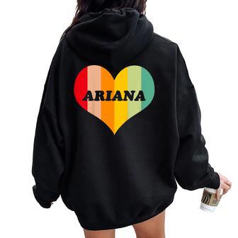 Youth Girls Ariana Retro Vintage Heart Name Women Oversized Hoodie Back Print - Thegiftio UK