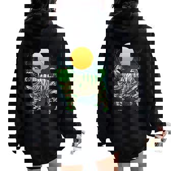 Zombie Mummy Pug Halloween With Full Moon Women Oversized Hoodie Back Print - Seseable