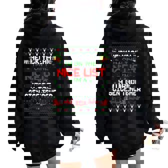 Christmas 9Th Grade Science Teacher Reindeer Ugly Sweater Women Oversized Hoodie Back Print - Thegiftio UK