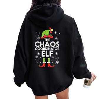 Christmas Chaos Coordinator Elf Xmas Family Match Mom Dad Women Oversized Hoodie Back Print - Thegiftio UK