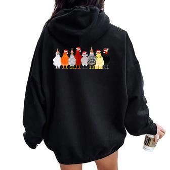 Christmas Chicken Squad Cute Chicken Farm Animals Women Oversized Hoodie Back Print - Thegiftio UK