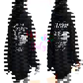 Christmas In July Flamingo Pink Camping Camper Women Oversized Hoodie Back Print - Monsterry