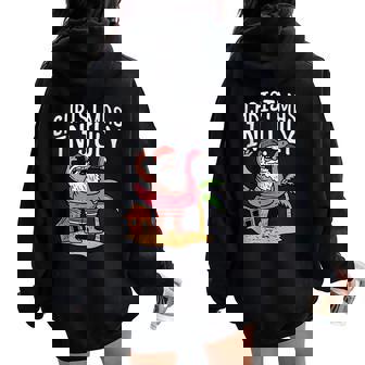 Christmas In July Santa Flamingo Floater Summer Women Oversized Hoodie Back Print - Monsterry