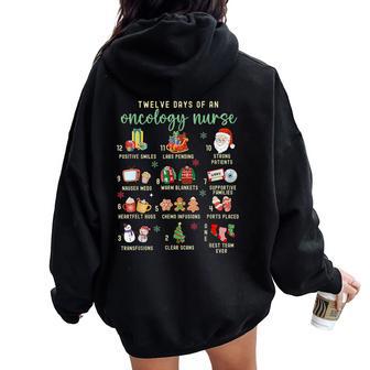 Christmas Oncology Rn Nurse 12 Days Of An Oncology Nurse Women Oversized Hoodie Back Print - Thegiftio UK