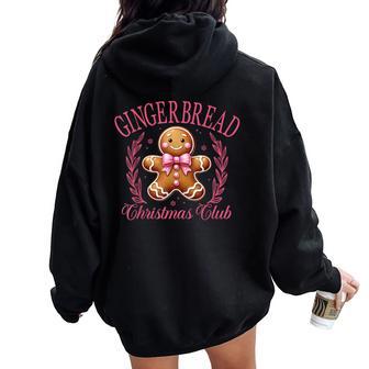Coquette Bow Pink Gingerbread Christmas Girl Xmas Women Oversized Hoodie Back Print - Thegiftio UK