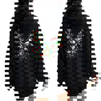 Flying Santa Duck With Christmas Lights Hunting Season Women Oversized Hoodie Back Print | Seseable UK