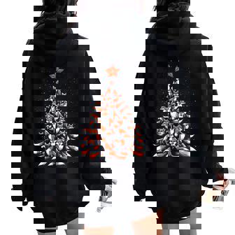 Fox Christmas Tree Fox Xmas Tree & Boys Women Oversized Hoodie Back Print | Mazezy
