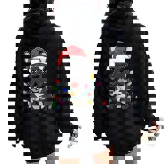 French Bulldog Christmas Lights Xmas Dogs Women Women Oversized Hoodie Back Print - Thegiftio UK