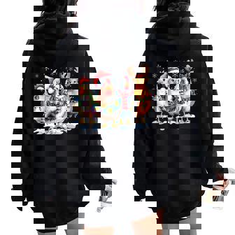 Chicken Santa Hat Reindeer Christmas Lights Ornaments Women Oversized Hoodie Back Print - Thegiftio UK