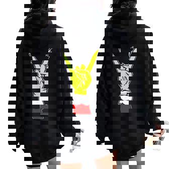 Rock On Hand Christmas Rock & Roll Elf Xmas Women Women Oversized Hoodie Back Print | Seseable UK