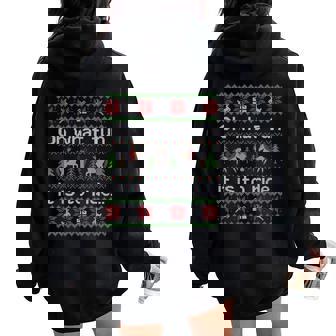 Ugly Sweater Christmas Horse Rider Riding Women Oversized Hoodie Back Print - Thegiftio