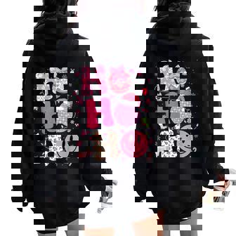 Groovy Leopard Disco Christmas Xmas Santa Girls Women Oversized Hoodie Back Print - Thegiftio UK