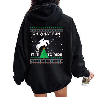 Horse Rider Equestrian Cowboy Ugly Christmas Sweater Jumper Women Oversized Hoodie Back Print - Thegiftio UK