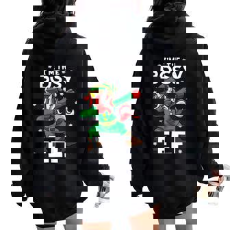 I'm The Bossy Elf Unicorn Big Sister Mom & Wife Christmas Women Oversized Hoodie Back Print - Monsterry