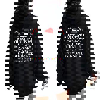 Most Likely To Drink All The Coffee Christmas Family Women Oversized Hoodie Back Print - Thegiftio