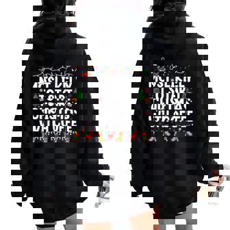 Most Likely To Start Christmas With Coffee Family Joy Women Oversized Hoodie Back Print - Thegiftio