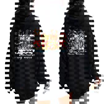 Meowy Catmas Cat Christmas Reindeer Xmas Family Women Women Oversized Hoodie Back Print - Thegiftio