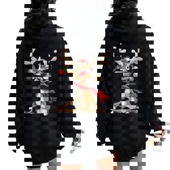 Merry Christmas For Him Reindeer Women Oversized Hoodie Back Print - Thegiftio