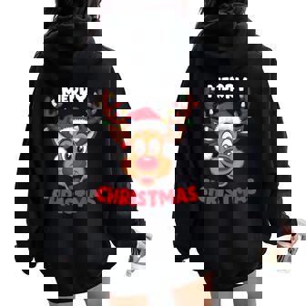 Merry Christmas Reindeer Santa Christmas Lights Women Women Oversized Hoodie Back Print | Seseable CA