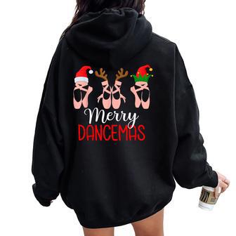 Merry Dancemas Ballet Dancer Teacher Christmas Dance Women Oversized Hoodie Back Print - Thegiftio UK