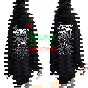 Merry Drunk I'm Christmas Santa Joke Xmas Drinking Women Oversized Hoodie Back Print | Seseable UK